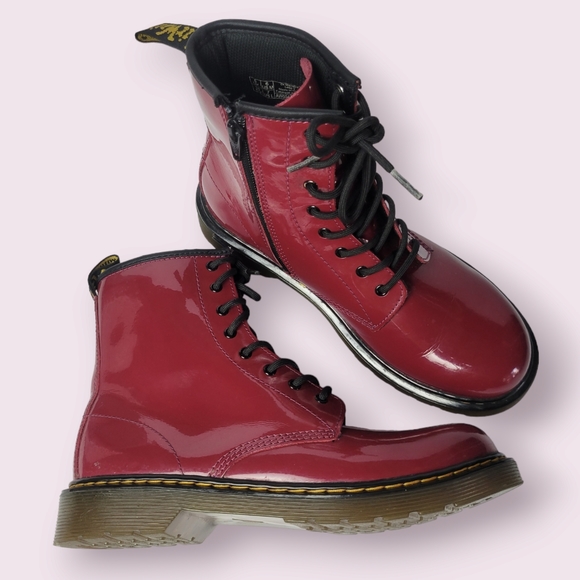 Dr. Martens Other - Dr Martens 1460Y Patent Burgundy Leather Boots Size 7